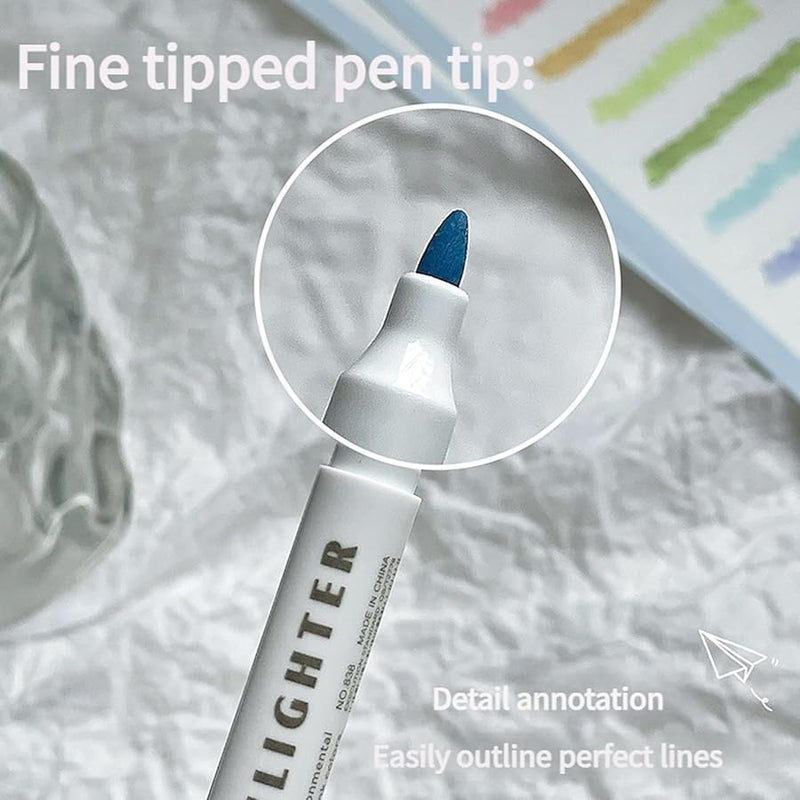 Double Head Highlighter Quick Dry Fluorescent Markers Set Assorted Color - Image 5